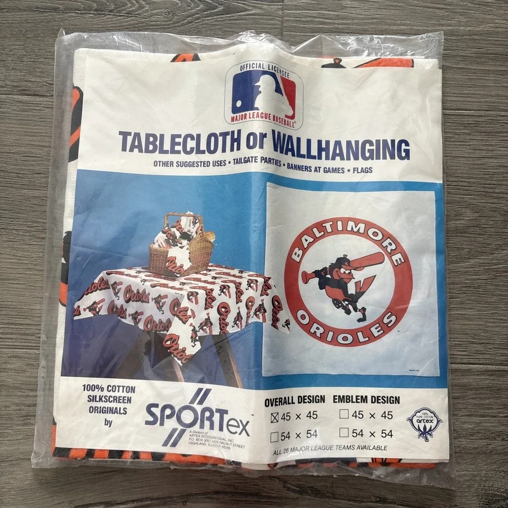 Sportex Tablecloth Or Wall-hanging Baltimore Orioles 45 x 45 100% Cotton NOS